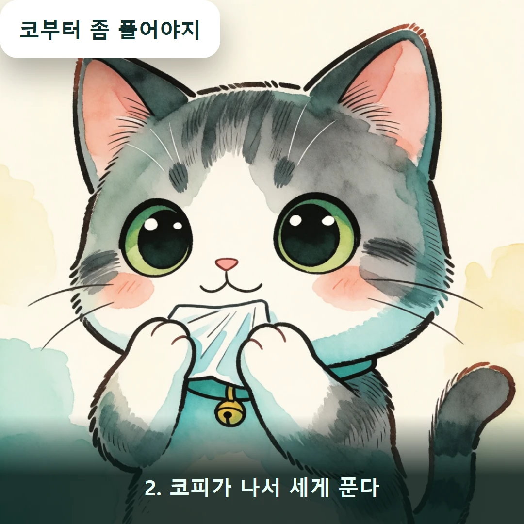 웹툰 2컷 — 2. 코피가 나서 세게 푼다 (코부터 좀 풀어야지)
