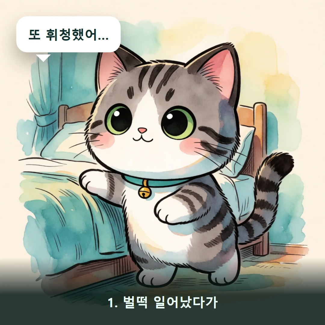 웹툰 1컷 — 1. 벌떡 일어났다가 (또 휘청했어…)