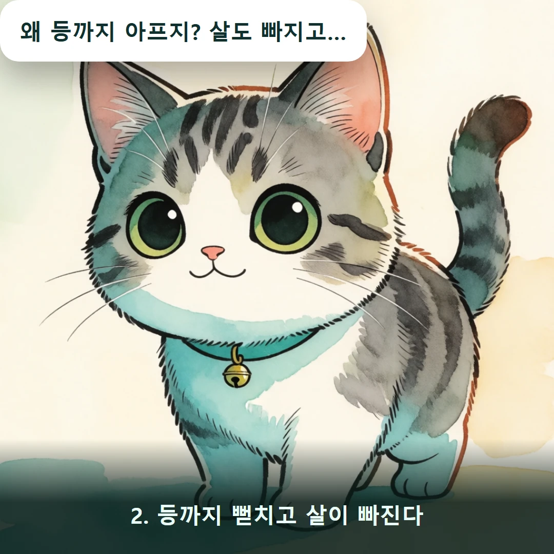 웹툰 2컷 — 2. 등까지 뻗치고 살이 빠진다 (왜 등까지 아프지? 살도 빠지고…)
