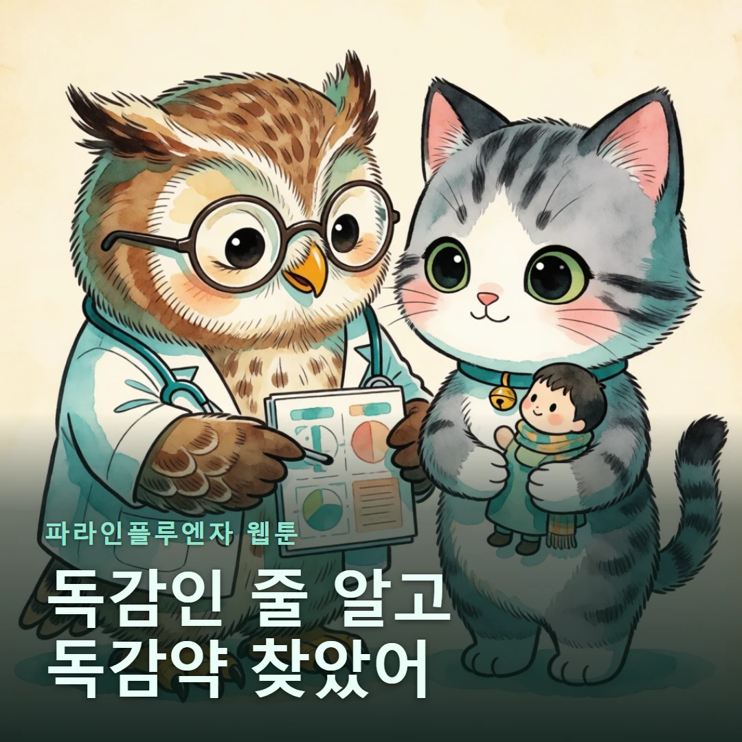 파라인플루엔자 웹툰 표지 — 독감인 줄 알고 독감약 찾았어