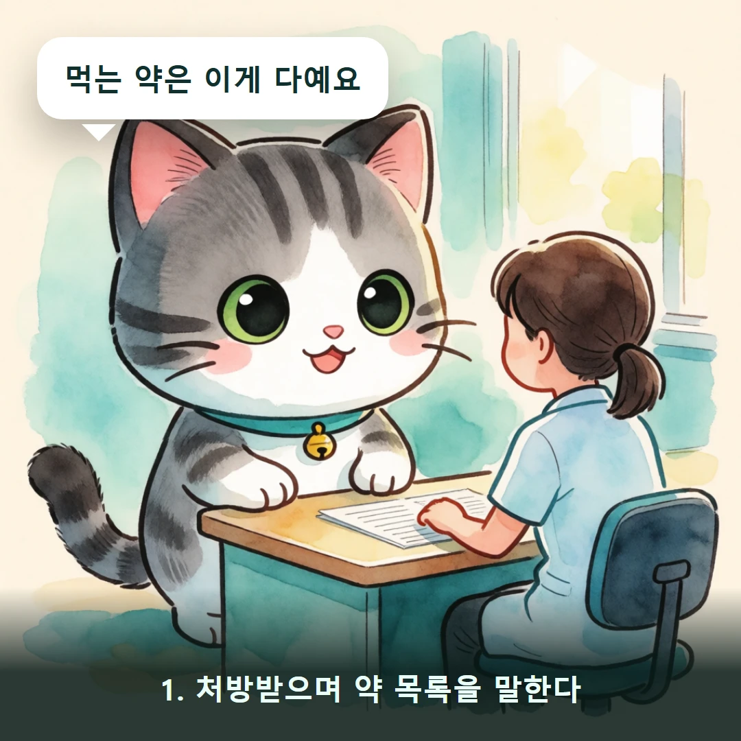 웹툰 1컷 — 1. 처방받으며 약 목록을 말한다 (먹는 약은 이게 다예요)