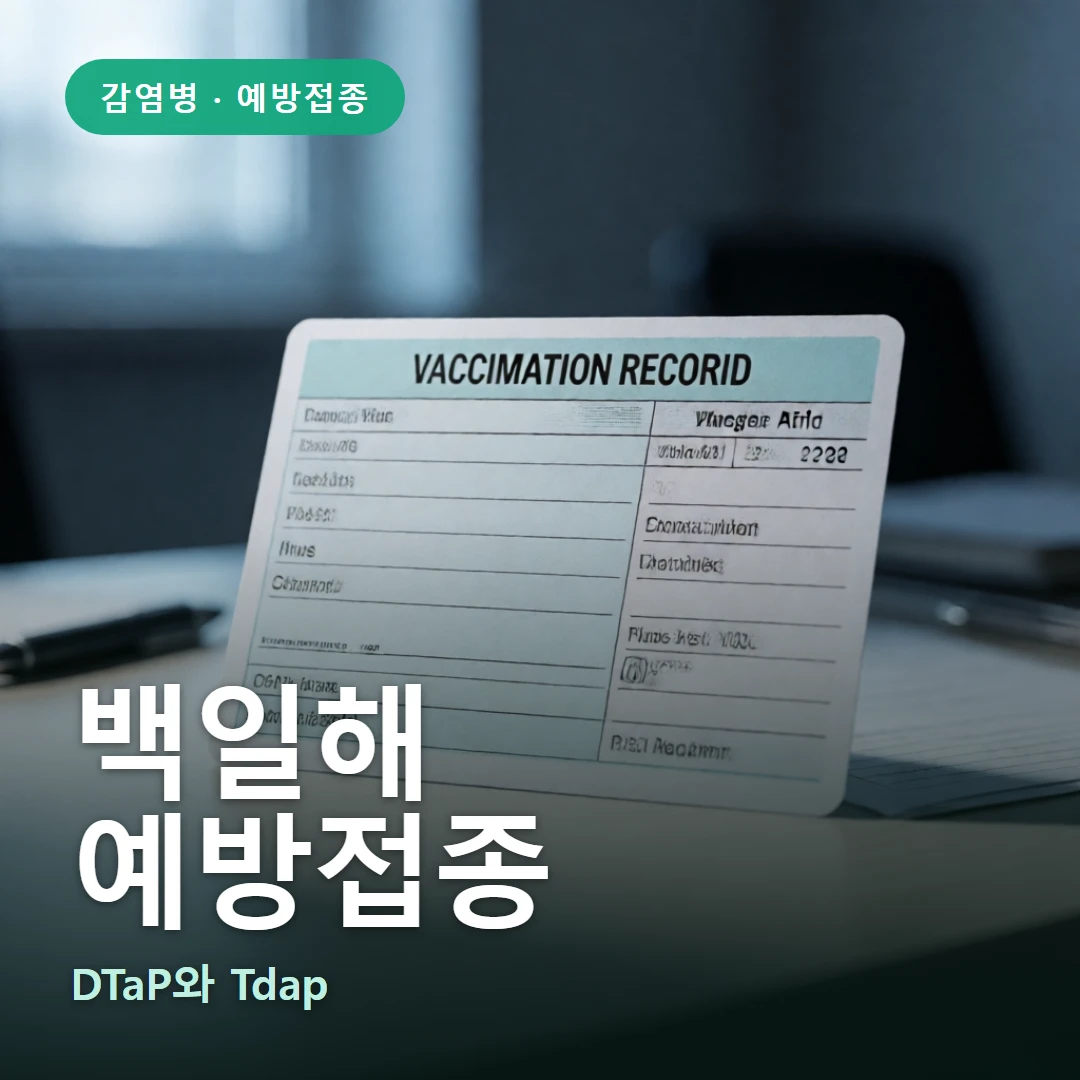 백일해 예방접종 요약 표지 — DTaP와 Tdap