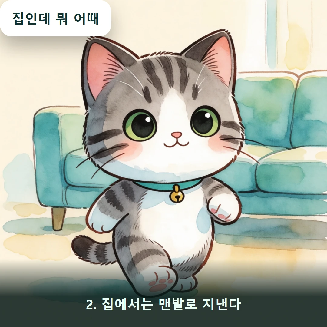 웹툰 2컷 — 2. 집에서는 맨발로 지낸다 (집인데 뭐 어때)