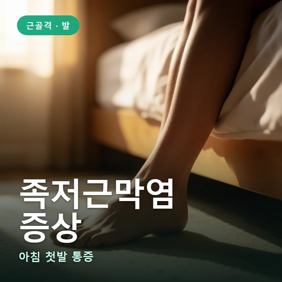 족저근막염 증상 요약 표지 — 아침 첫발 통증