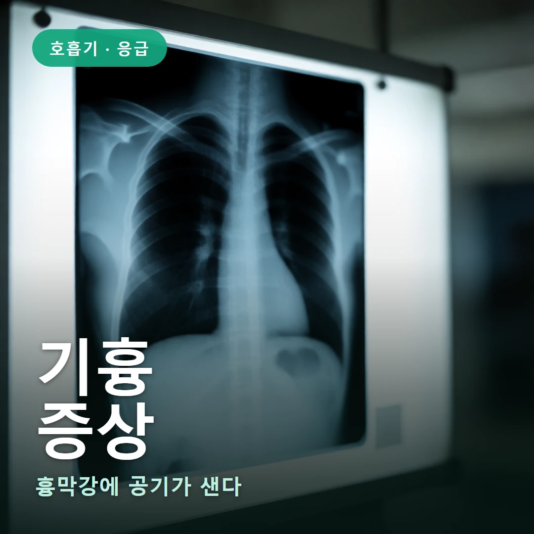 기흉 요약 표지 — 흉막강에 공기가 샌다