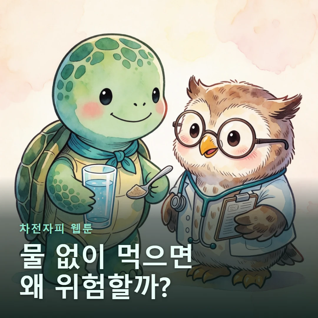 차전자피 웹툰 표지 — 물 없이 먹으면 왜 위험할까?