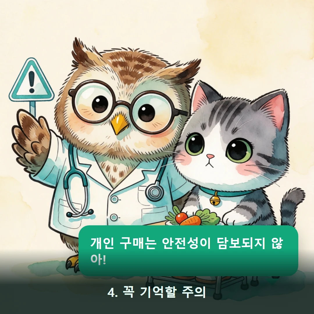 웹툰 4컷 — 4. 꼭 기억할 주의 (개인 구매는 안전성이 담보되지 않아!)