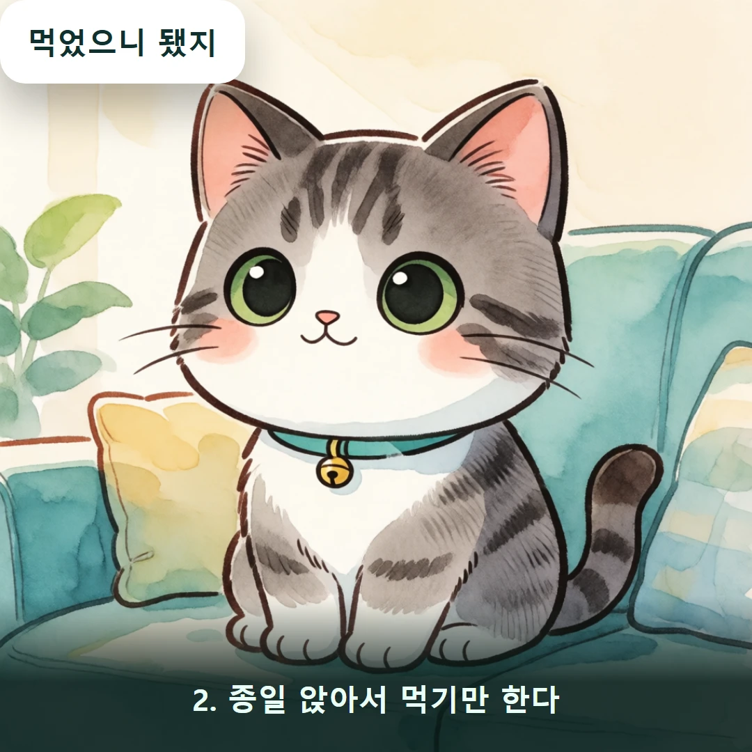 웹툰 2컷 — 2. 종일 앉아서 먹기만 한다 (먹었으니 됐지)