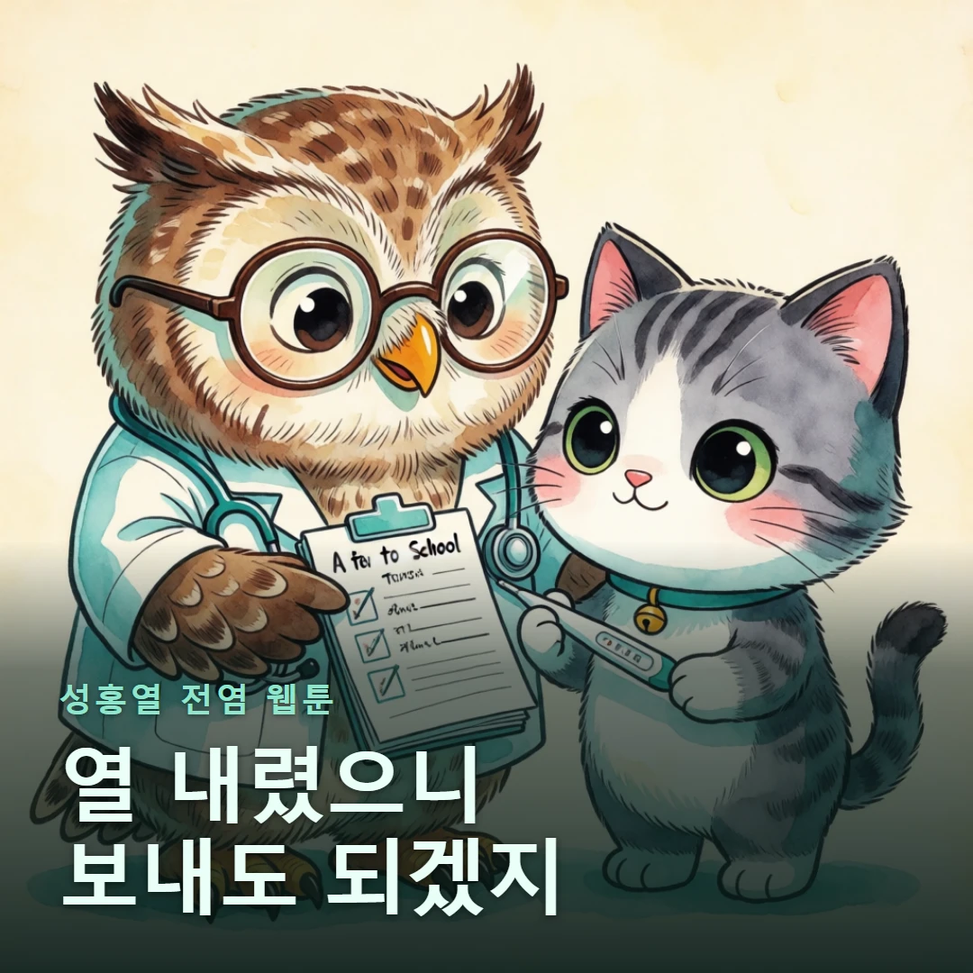 성홍열 전염 웹툰 표지 — 열 내렸으니 보내도 되겠지