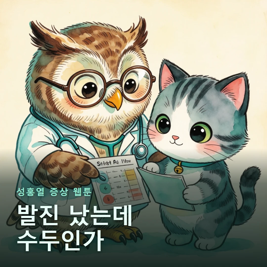 성홍열 증상 웹툰 표지 — 발진 났는데 수두인가