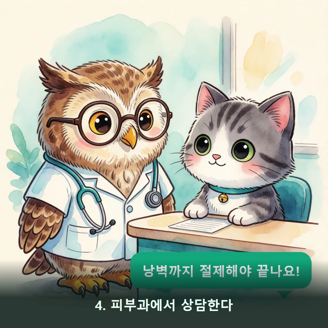 웹툰 4컷 — 4. 피부과에서 상담한다 (낭벽까지 절제해야 끝나요!)