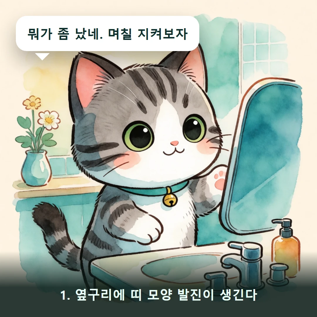 웹툰 1컷 — 1. 옆구리에 띠 모양 발진이 생긴다 (뭐가 좀 났네. 며칠 지켜보자)