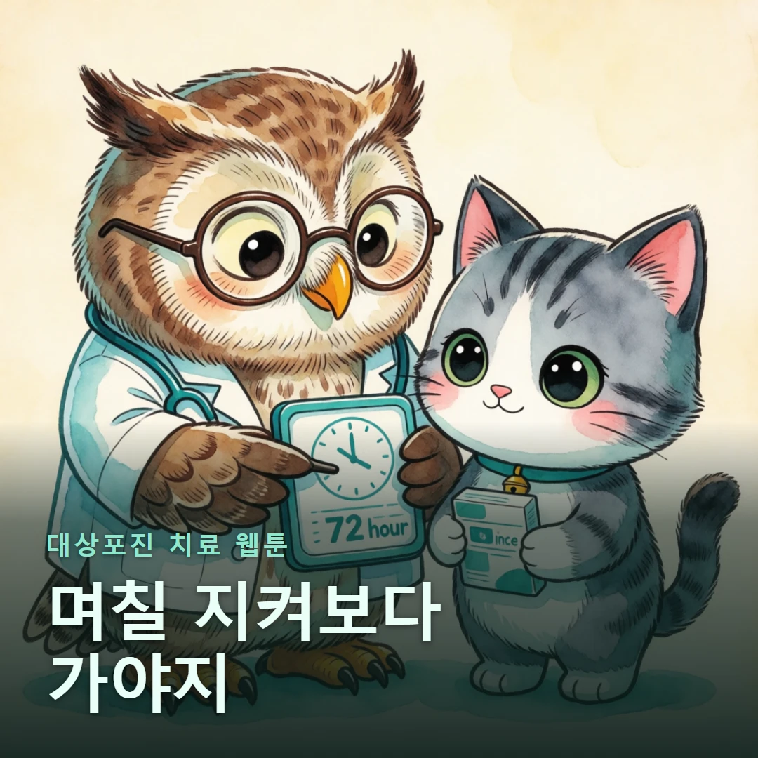 대상포진 치료 웹툰 표지 — 며칠 지켜보다 가야지