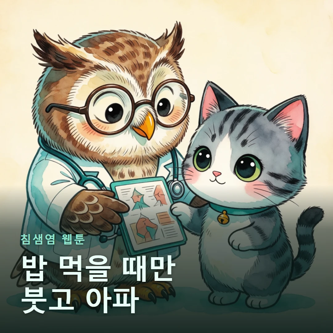 침샘염 웹툰 표지 — 밥 먹을 때만 붓고 아파