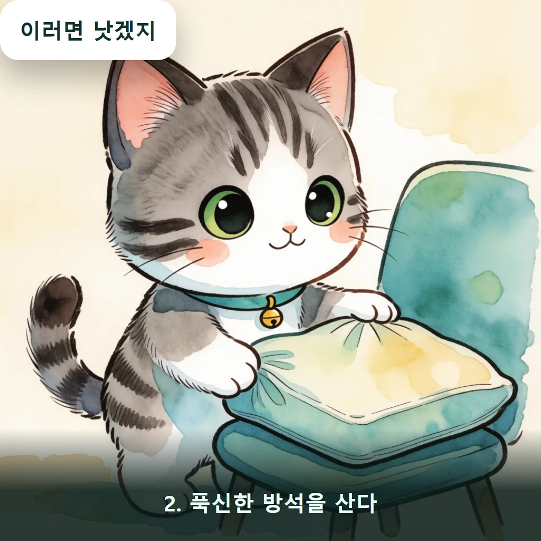 웹툰 2컷 — 2. 푹신한 방석을 산다 (이러면 낫겠지)