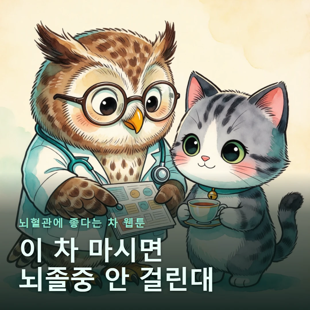 뇌혈관에 좋다는 차 웹툰 표지 — 이 차 마시면 뇌졸중 안 걸린대