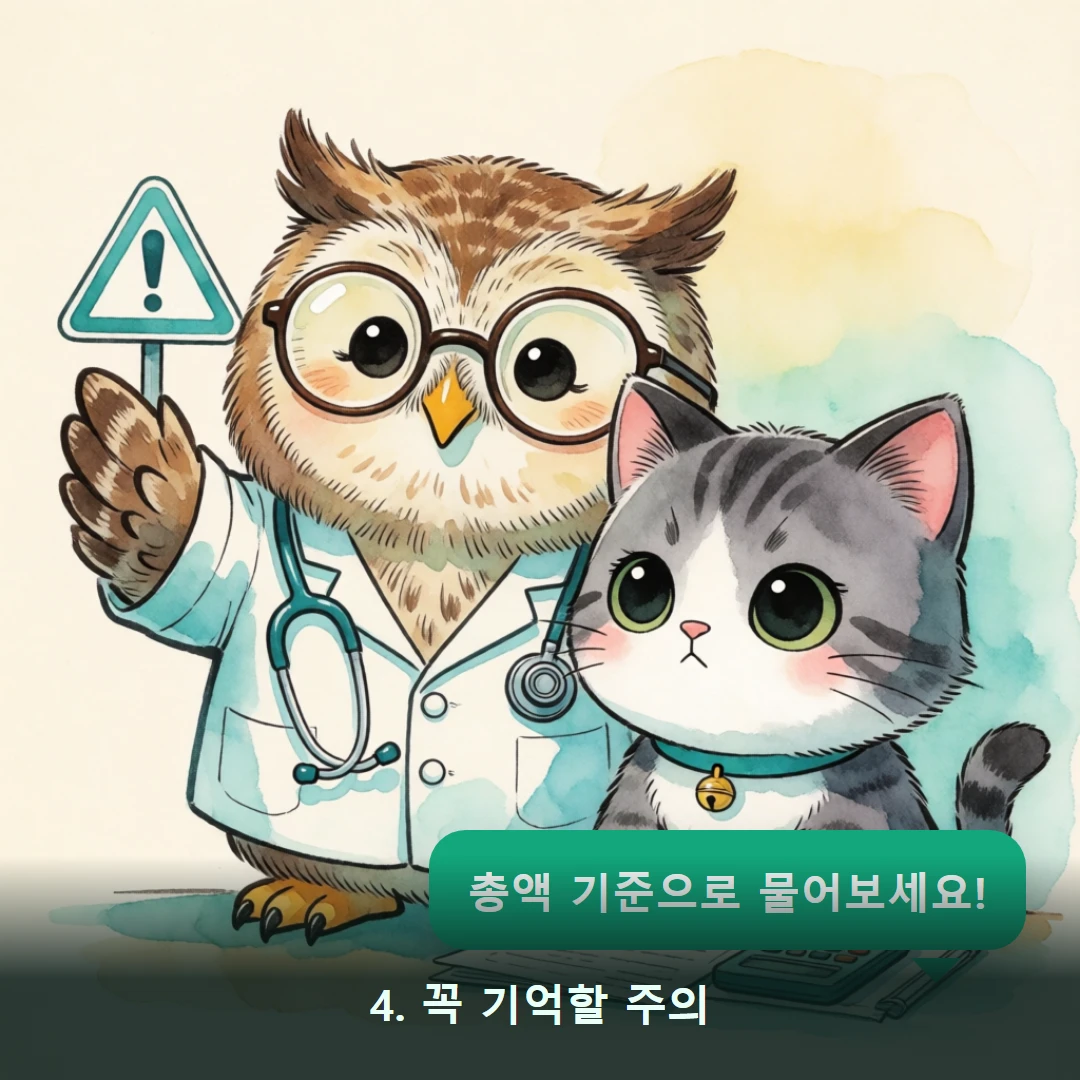 웹툰 4컷 — 4. 꼭 기억할 주의 (총액 기준으로 물어보세요!)