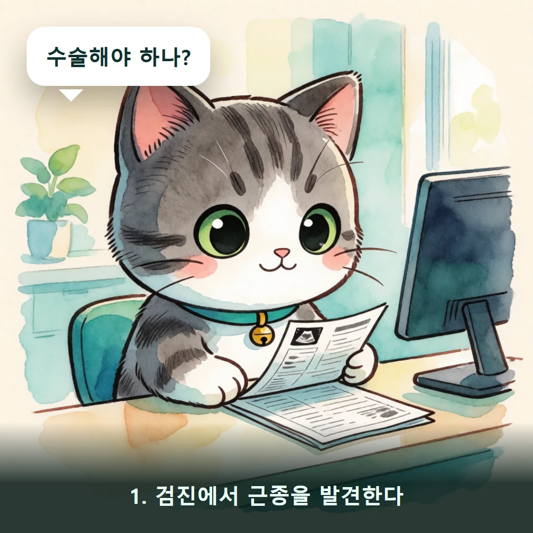 웹툰 1컷 — 1. 검진에서 근종을 발견한다 (수술해야 하나?)