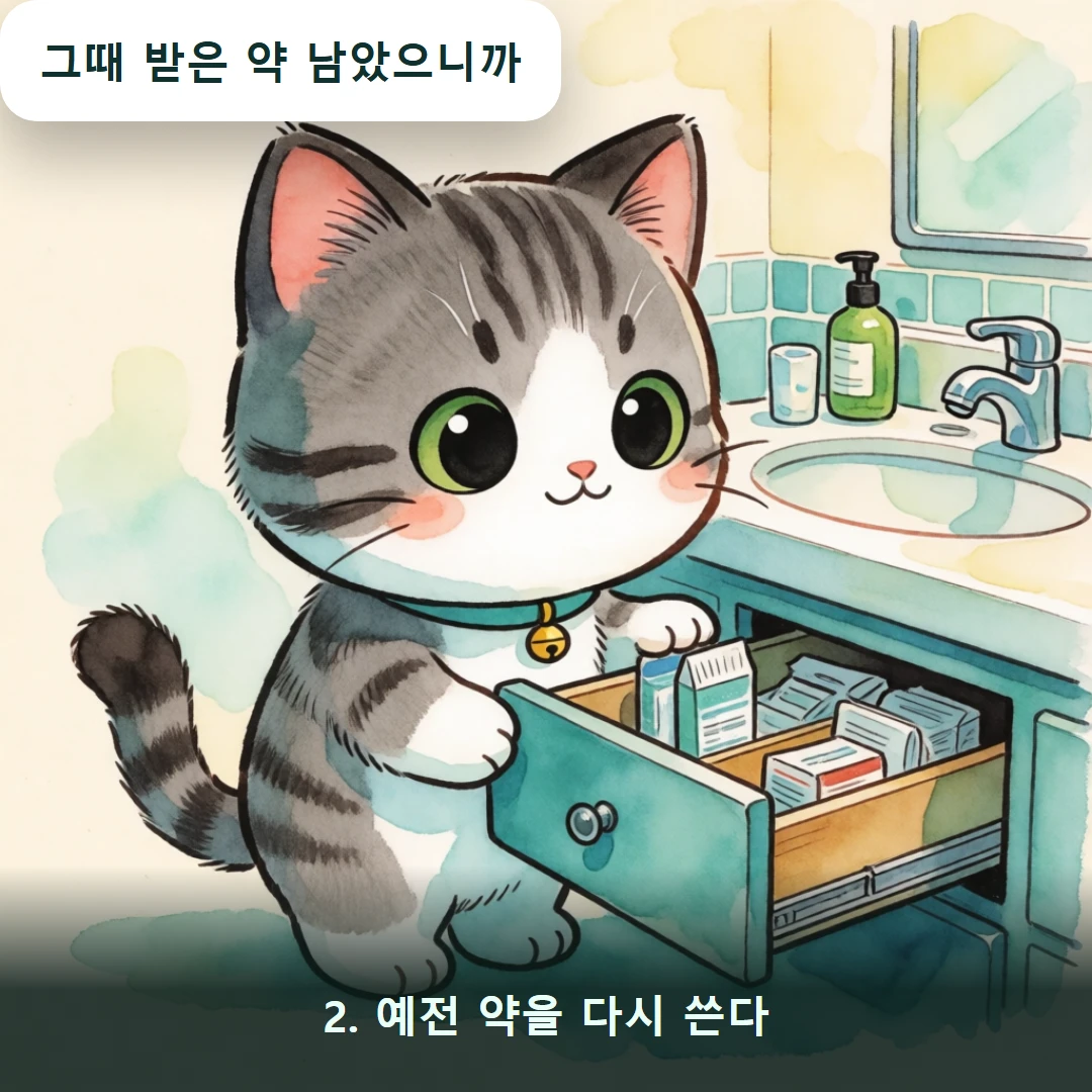 웹툰 2컷 — 2. 예전 약을 다시 쓴다 (그때 받은 약 남았으니까)