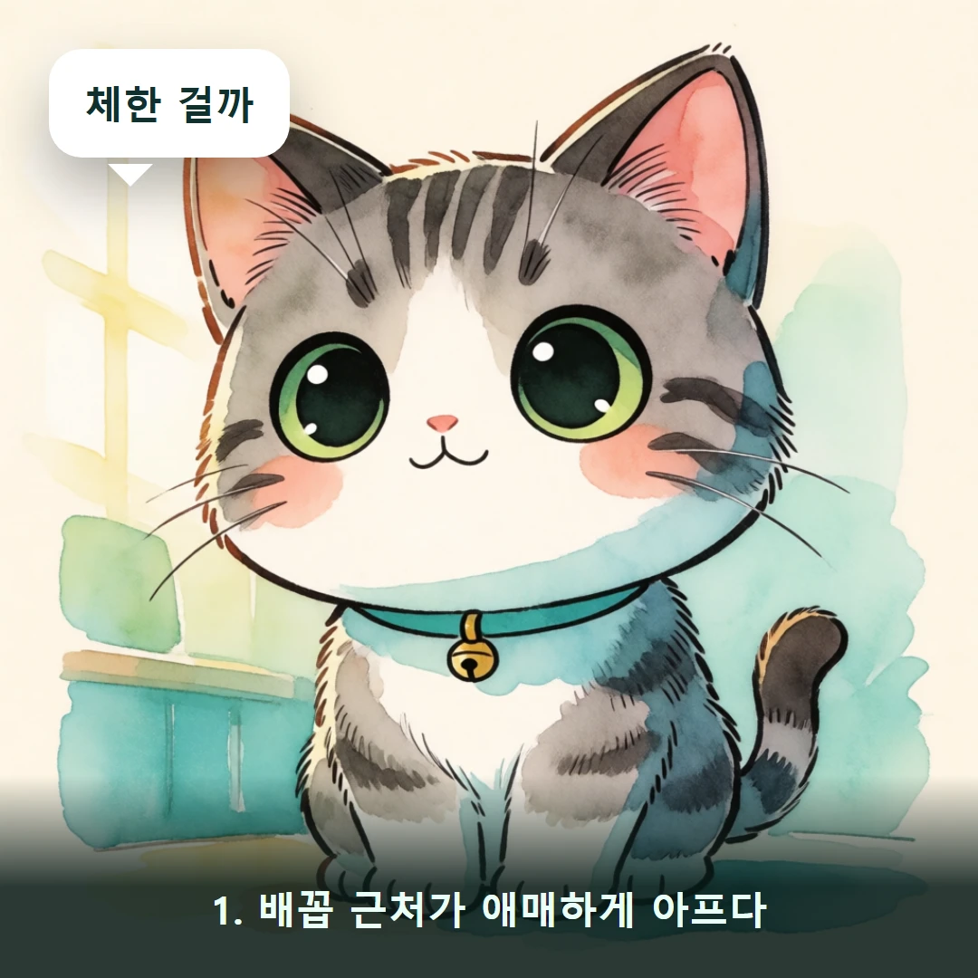 웹툰 1컷 — 1. 배꼽 근처가 애매하게 아프다 (체한 걸까)